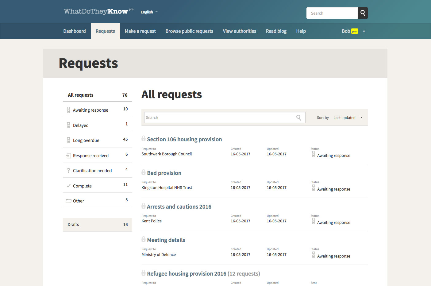 Pro features a new request list view